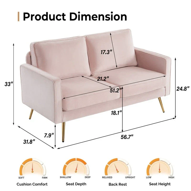 VINGLI 56 Modern Loveseat
