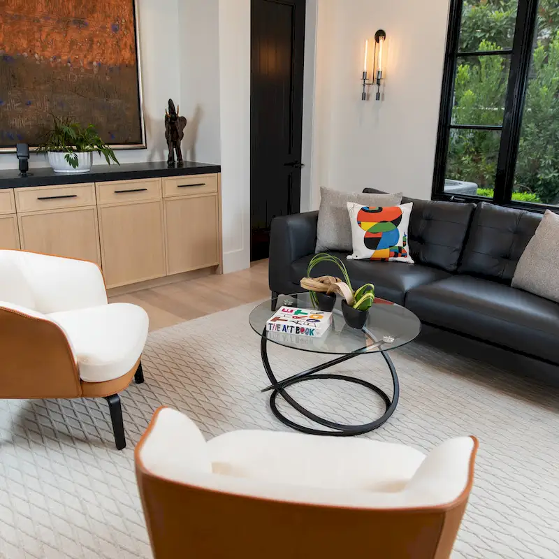 Cross Base Tempered Glass Round Coffee Table