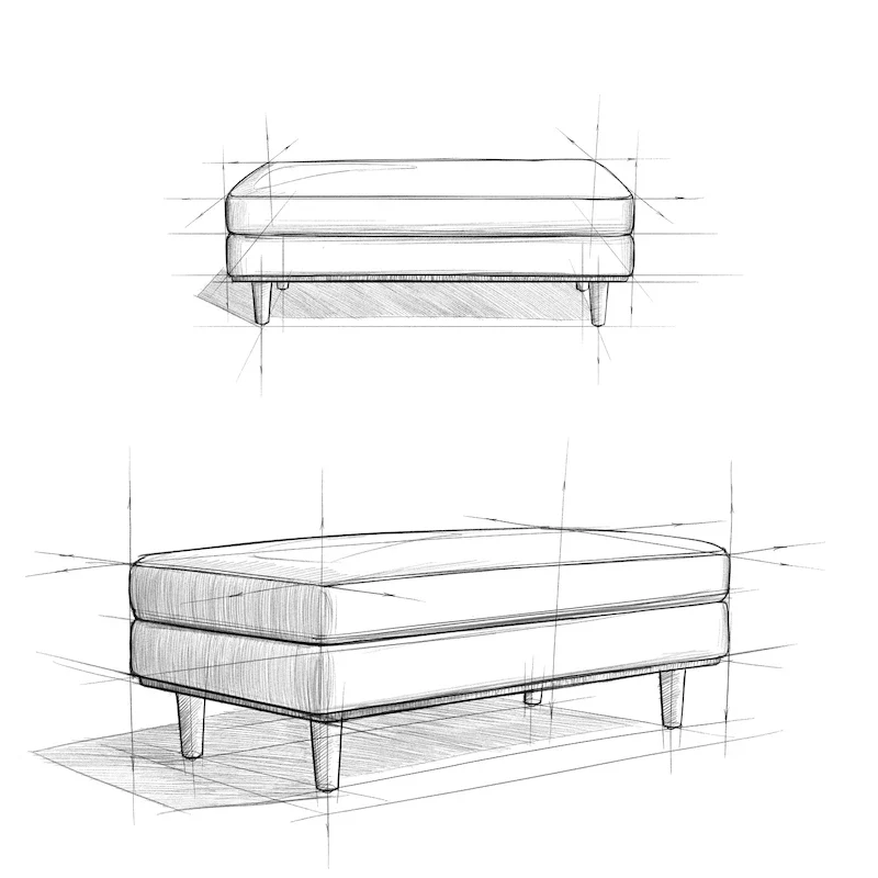 WYNDENHALL Brixley 49 inch Wide Mid-Century Modern Table Ottoman