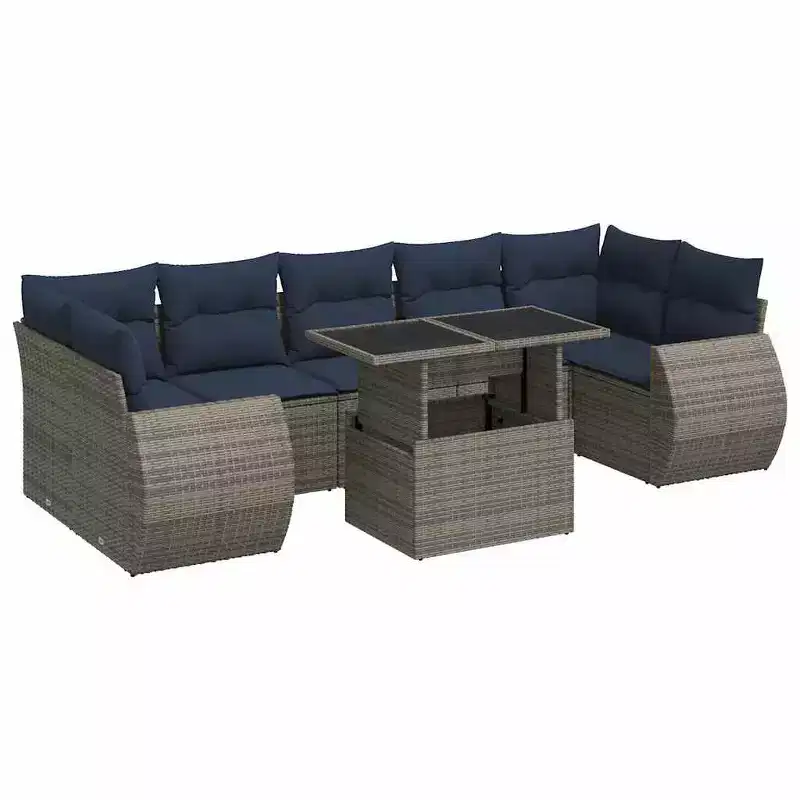 vidaXL Garden Sofa Set with Cushions Poly Rattan Acacia