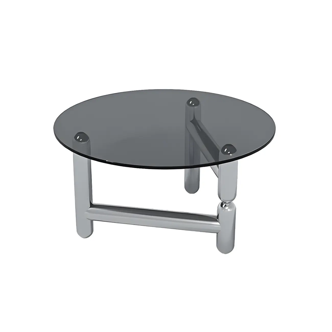Round Glass Top Coffee Table with Stainless Steel Base