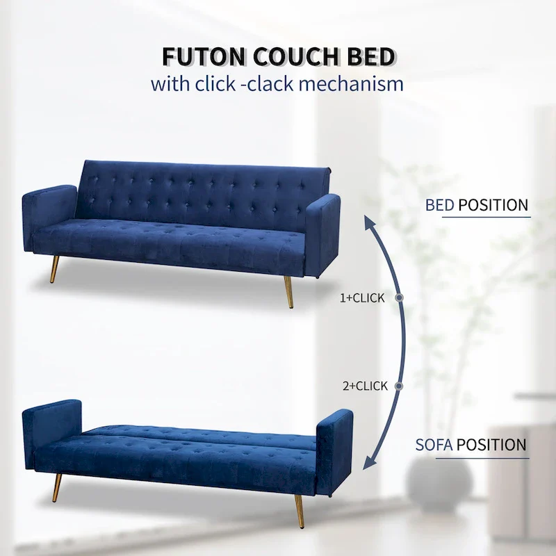 75 Wide Tufted Velvet Convertible Sleeper sofa