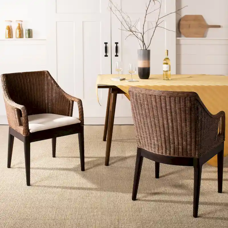 SAFAVIEH Duyen Dining Multi/ Brown Arm Chair - 23 x 23.3 x 34 - 23Wx23Dx34H