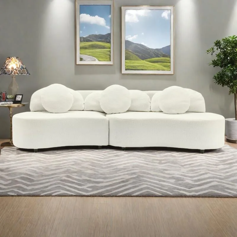103.5 Lamb Velvet Armless Sofa with 6 Pillows and Floating Design