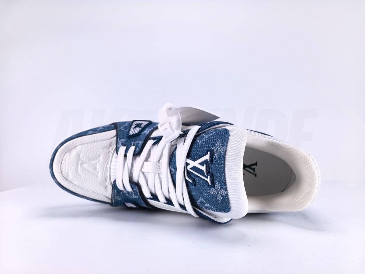 LV Trainer Monogram Denim White Blue - Aktrende