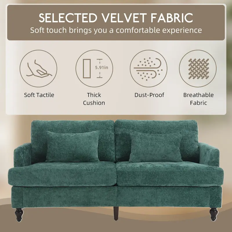 HOMEFUN Modern chenille Fabric Loveseat,2-Seat Upholstered Loveseat Sofa Modern Couch