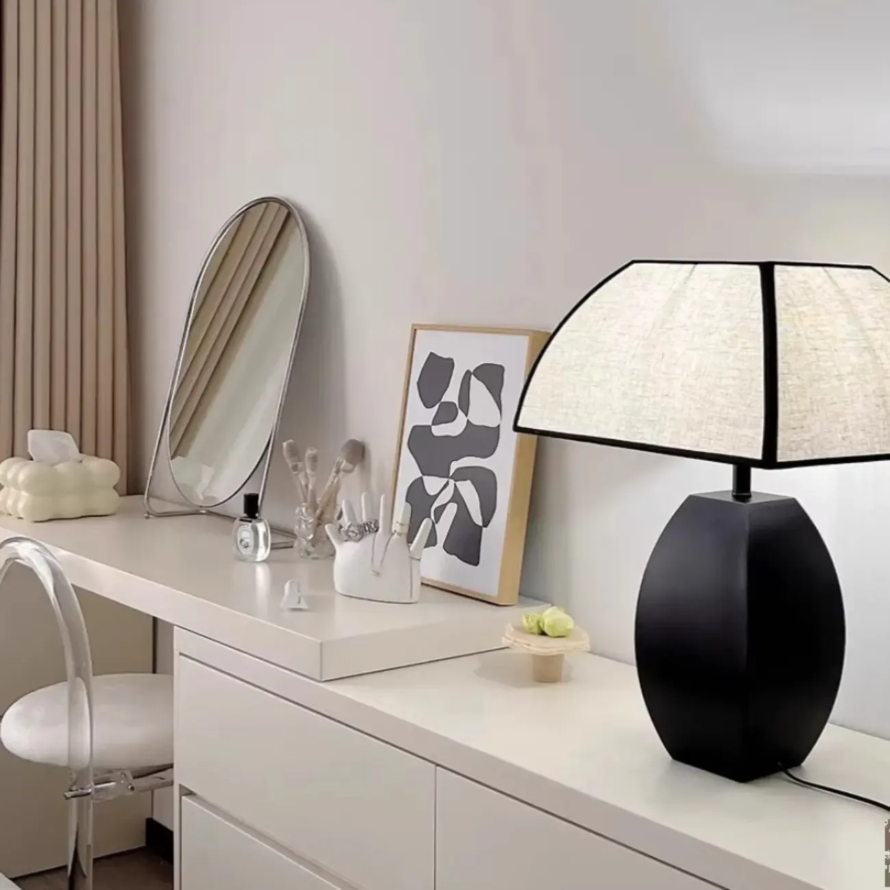 Modern Black Metal LED Table Lamp with Dome Shade
