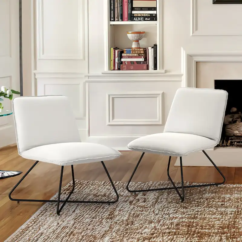 Mid Century Faux Leather Accent Chair With Adjustable Backrest Set of 2 - 31.5 H X 22.2 W X 23.6 D