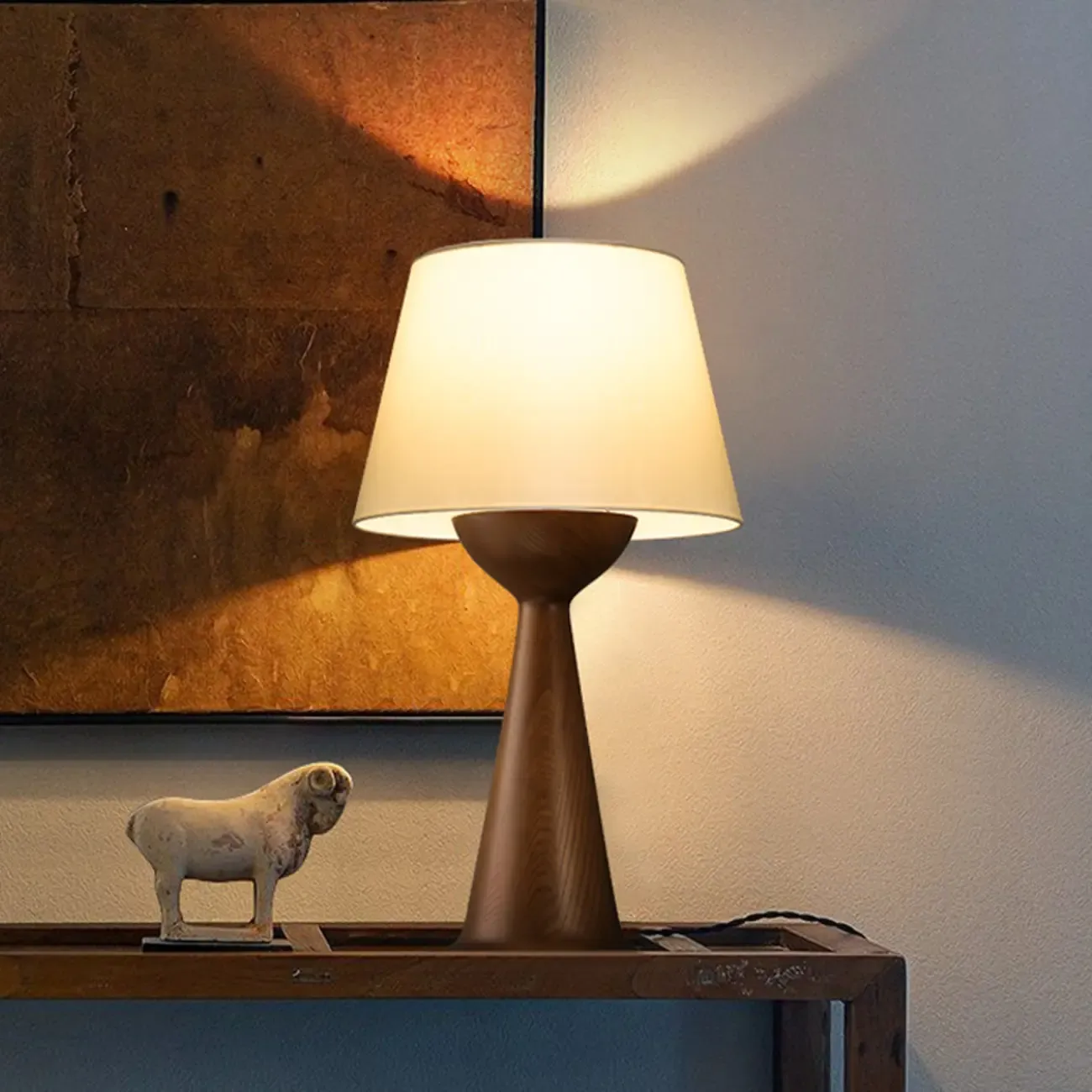 Natural Wooden White Table Lamp for Living Room