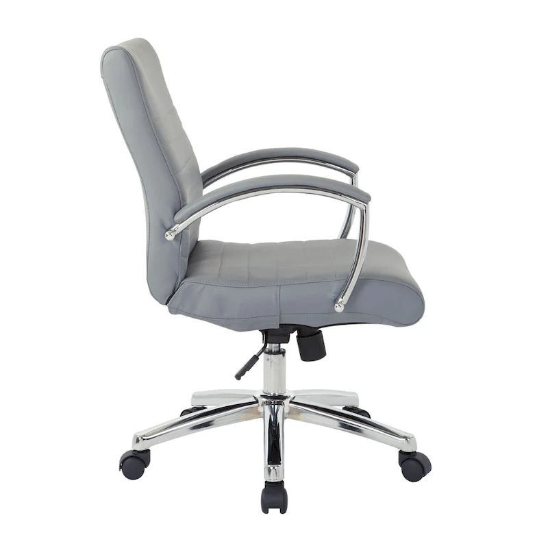 Executive Low Back Faux Leather Chair with Chrome Arms and Base - single