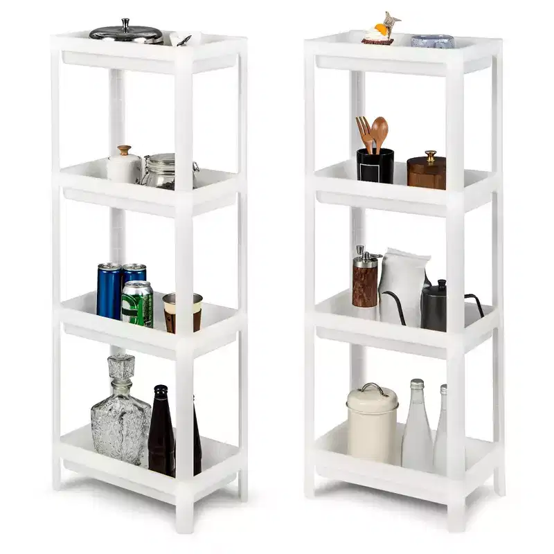 Costway 2PCS 4 Tier Slim Storage Cart Detachable Kitchen Organizer Utility Cart