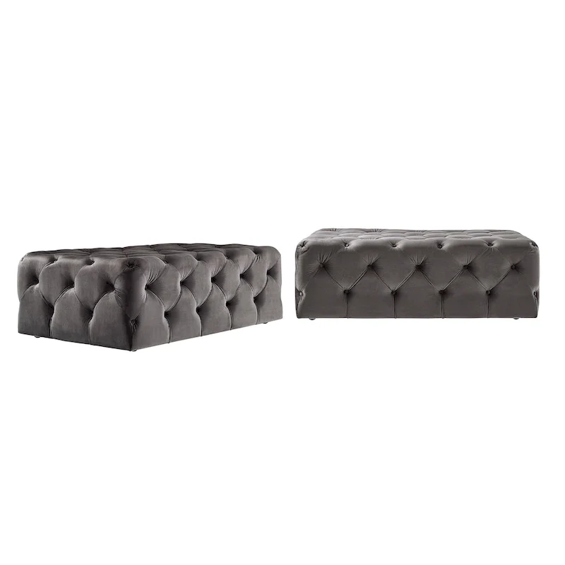 Rectangular Tufted Ottoman with Casters
