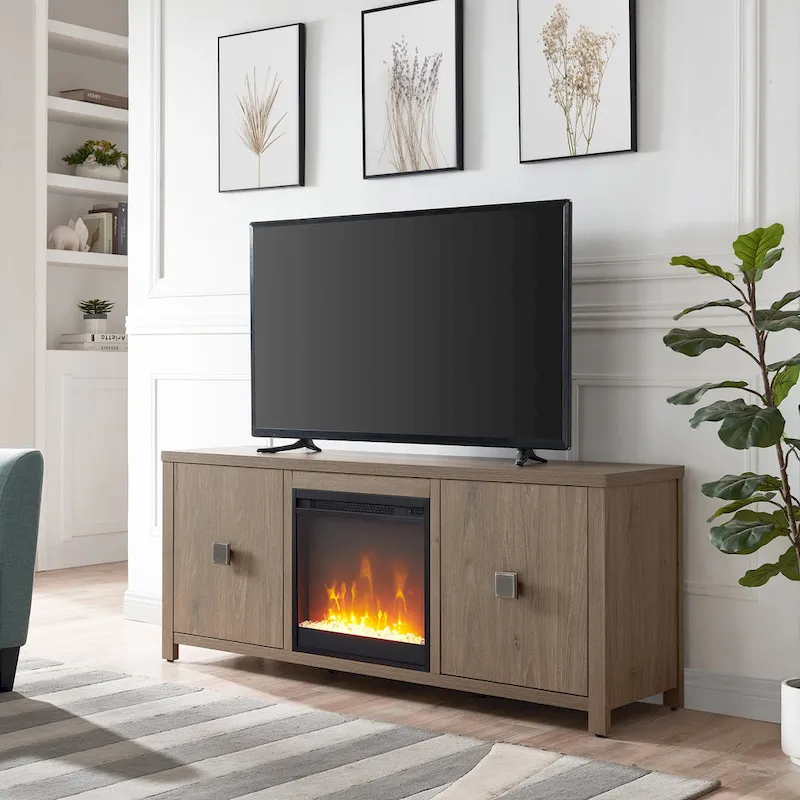 Juniper 58 TV Stand with Crystal Fireplace Insert