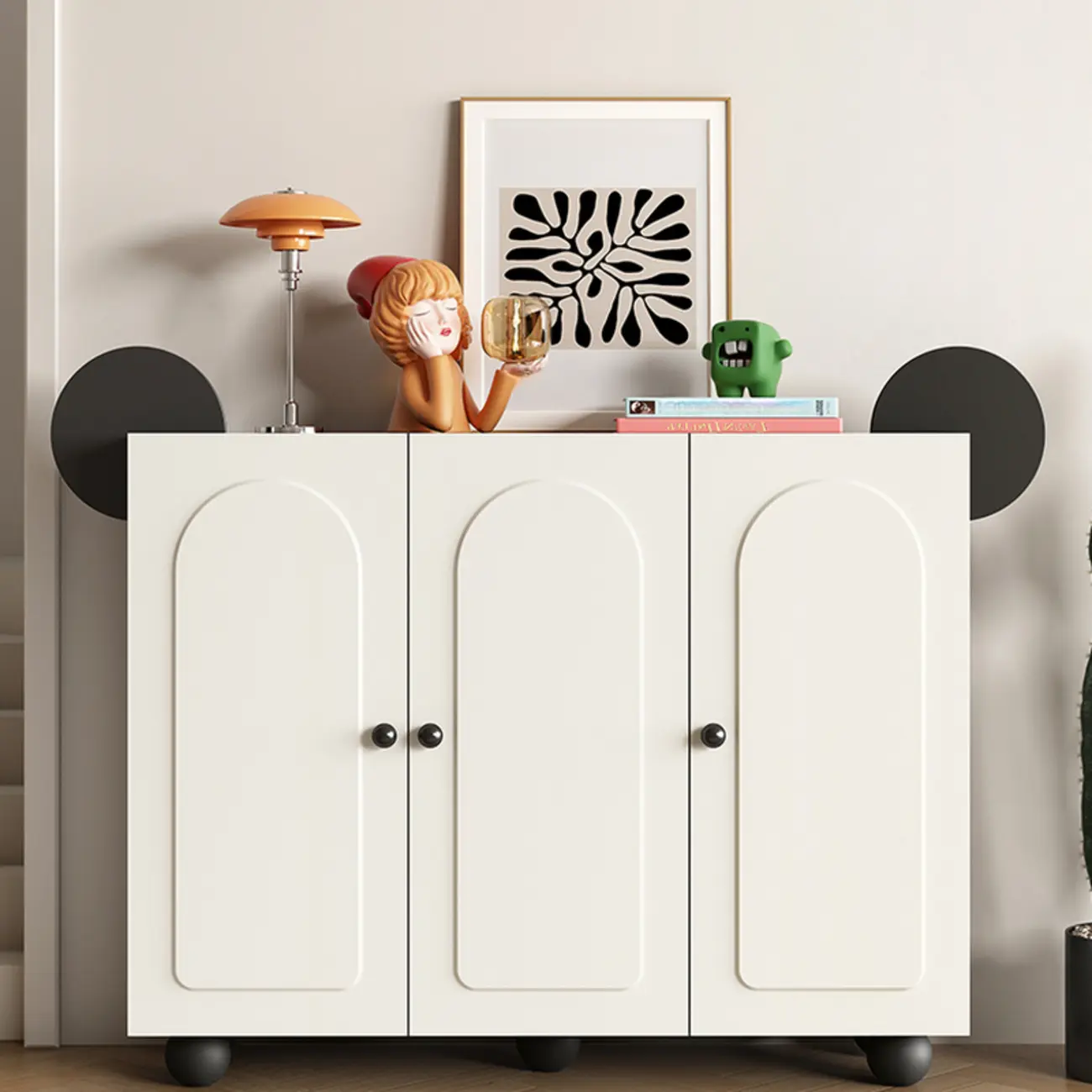 Black Metal Shoe Cabinet with Adjustable Shelves