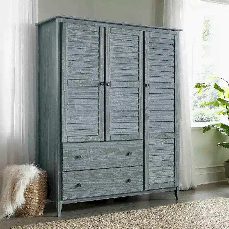 Brushed Grey/White/Driftwood/Walnut Solid Pine 3-Door Armoire