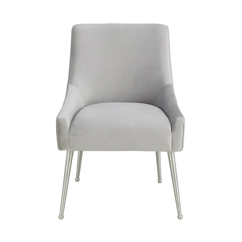 Tasback Pleated Light Grey Velvet Side Chair
