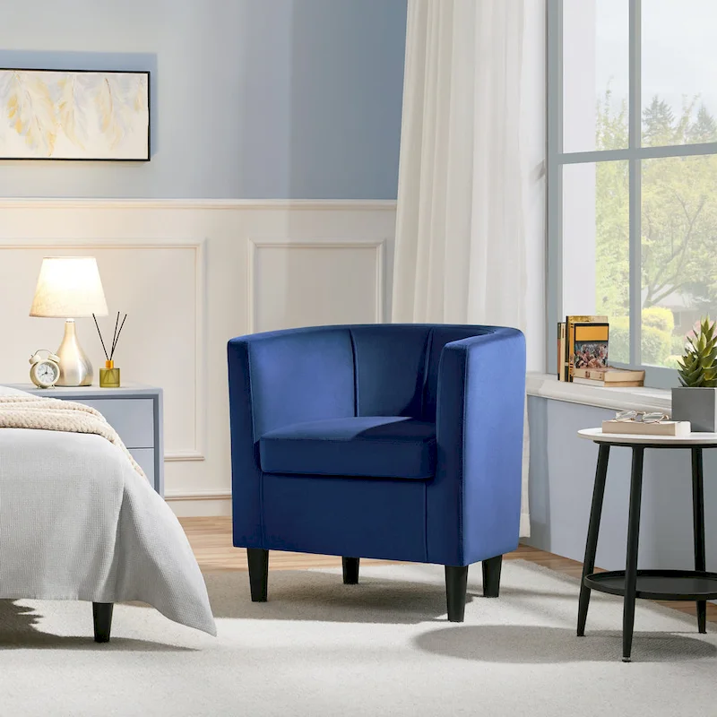 Modern Barrel-shaped Chair Upholstered Velvet Club Chair