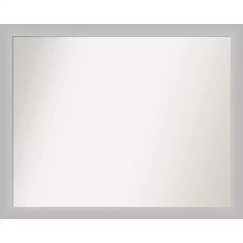 31" x 25" Non-Beveled Low Luster Wood Bathroom Wall Mirror Silver - Amanti Art