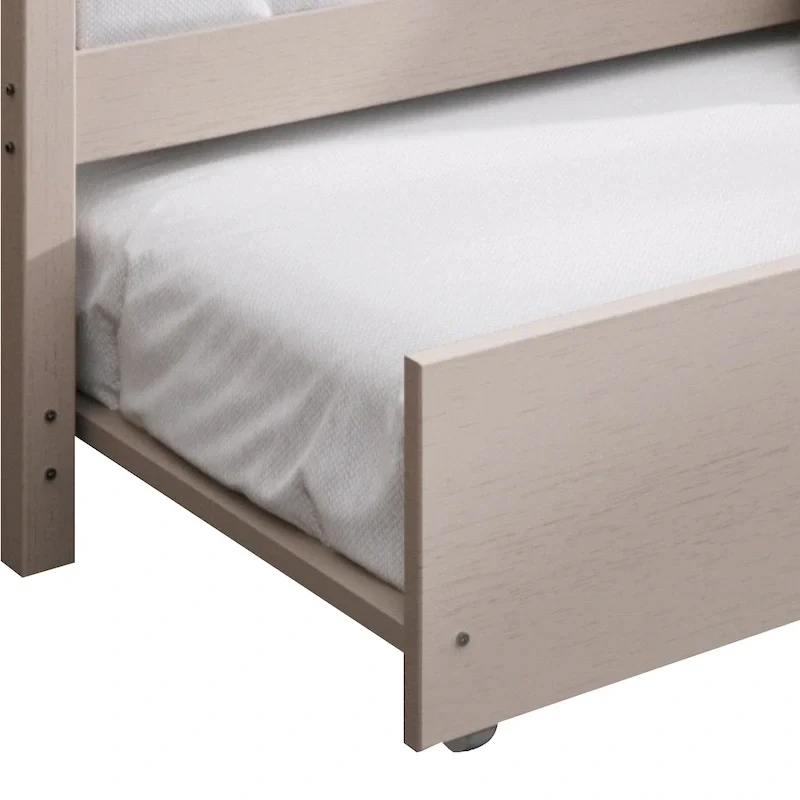 White/Walnut/Black/Light Oak/Antique Grey Railing-Style Twin Daybed with Trundle