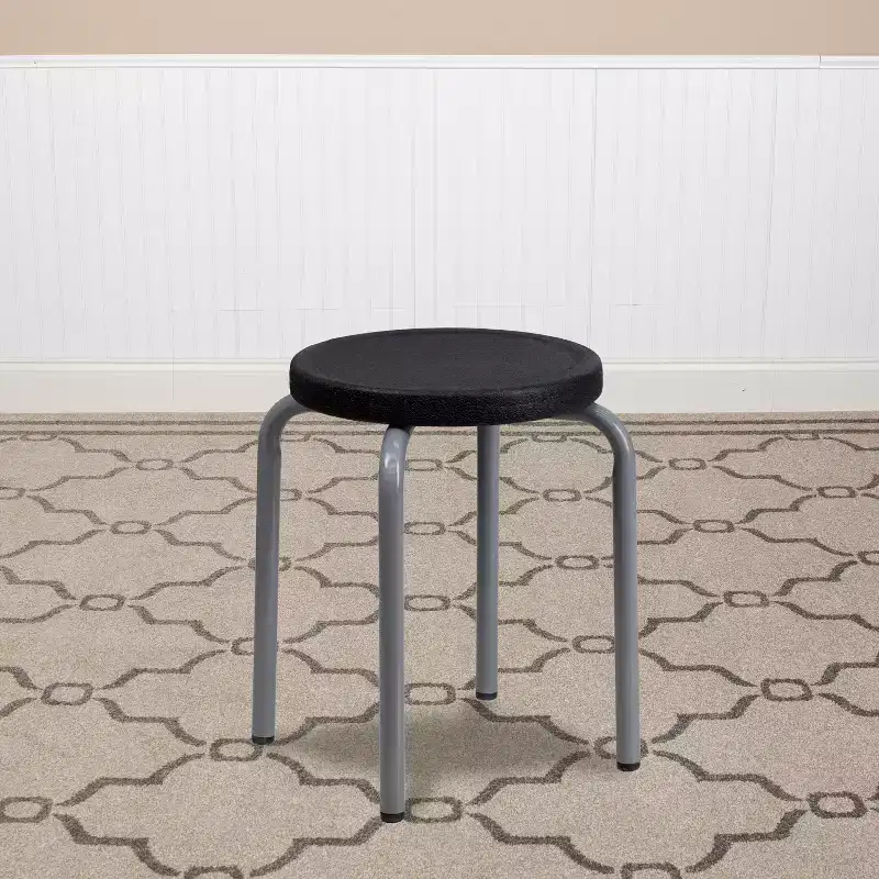 Flash Furniture 10 Pack Stackable Stool with Silver Powder Coated Frame