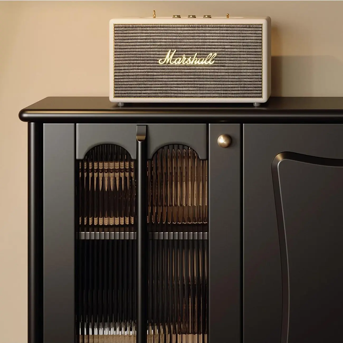 Medieval Style Black Wooden Buffet Table with Shelves