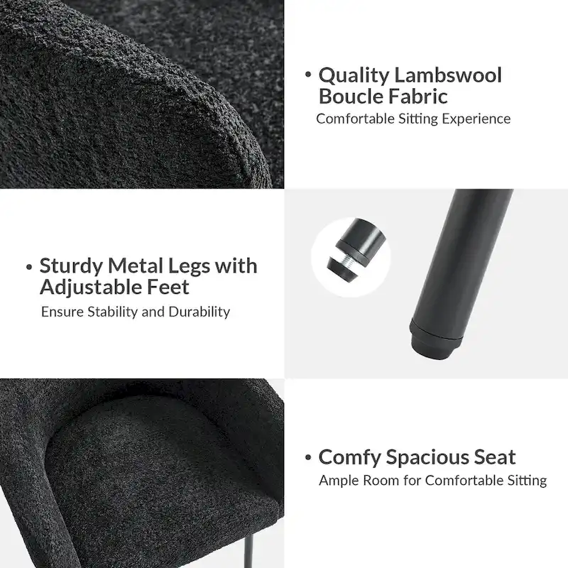 Amos Modern Boucle Dining Chair with Adjustment Feet