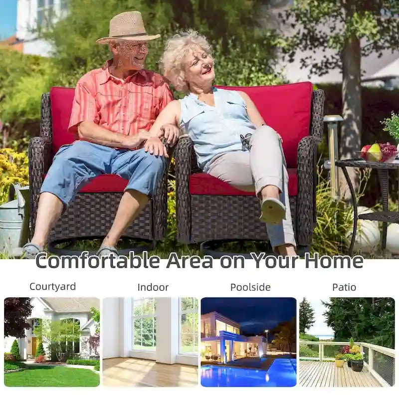 3 Pieces Rocking Wicker Bistro Set