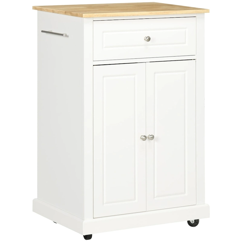 Rolling Kitchen Island Cart with Drawer, Adjustable Shelf and 2 Towel Racks