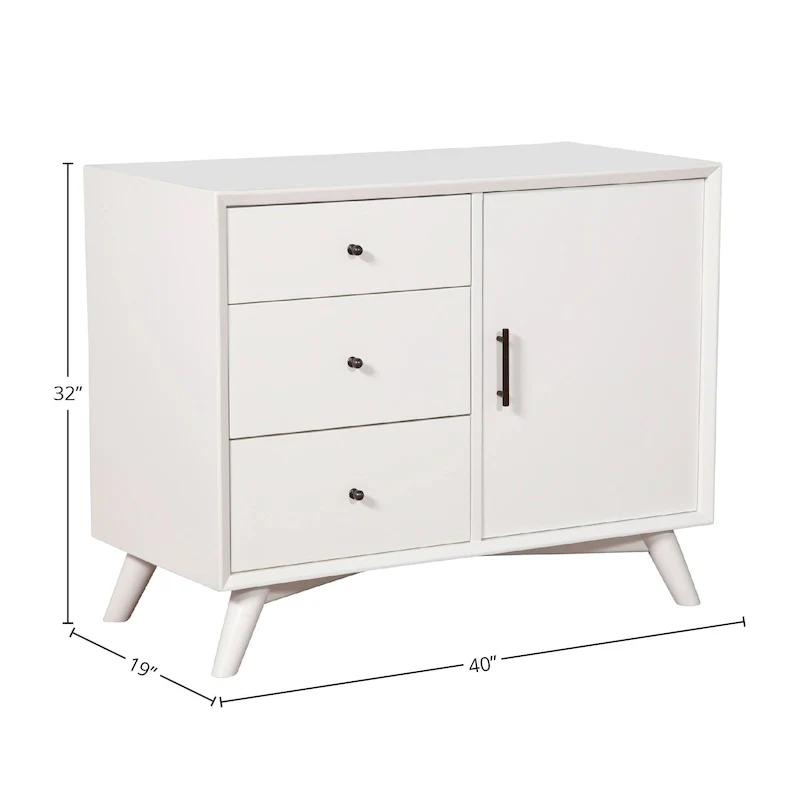 Wood Accent Cabinet in White