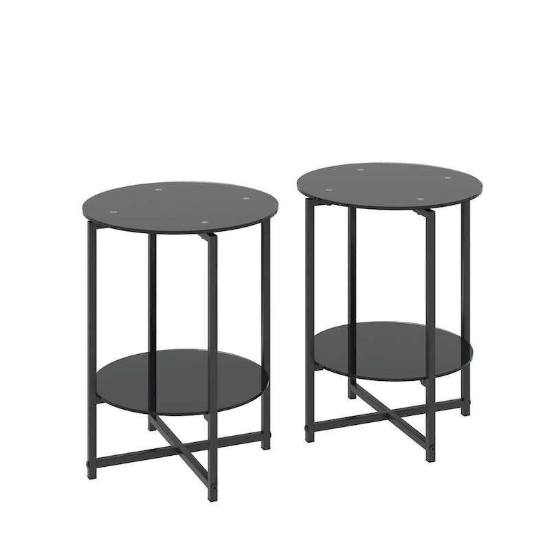 2-Piece Set (Clear) Tempered Glass End Table