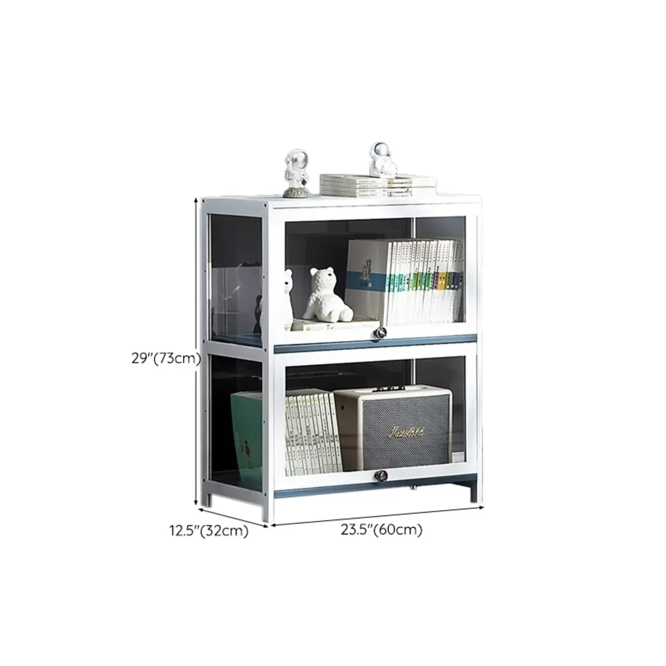 Modern White Bamboo Flip-Up Glass Display Cabinet