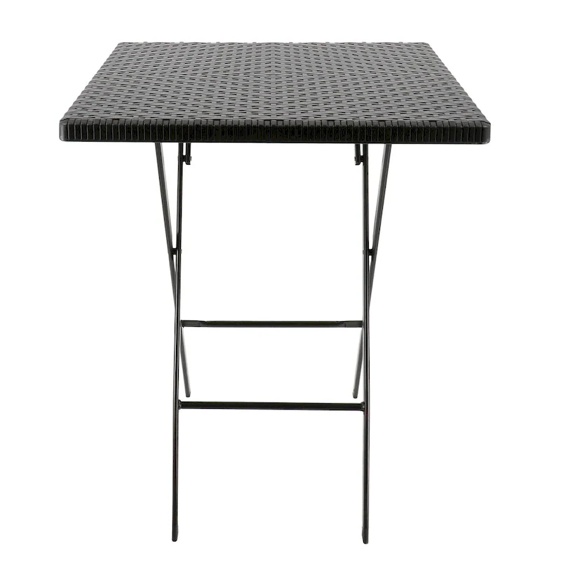 Plastic Rattan Folding Square Table in Black