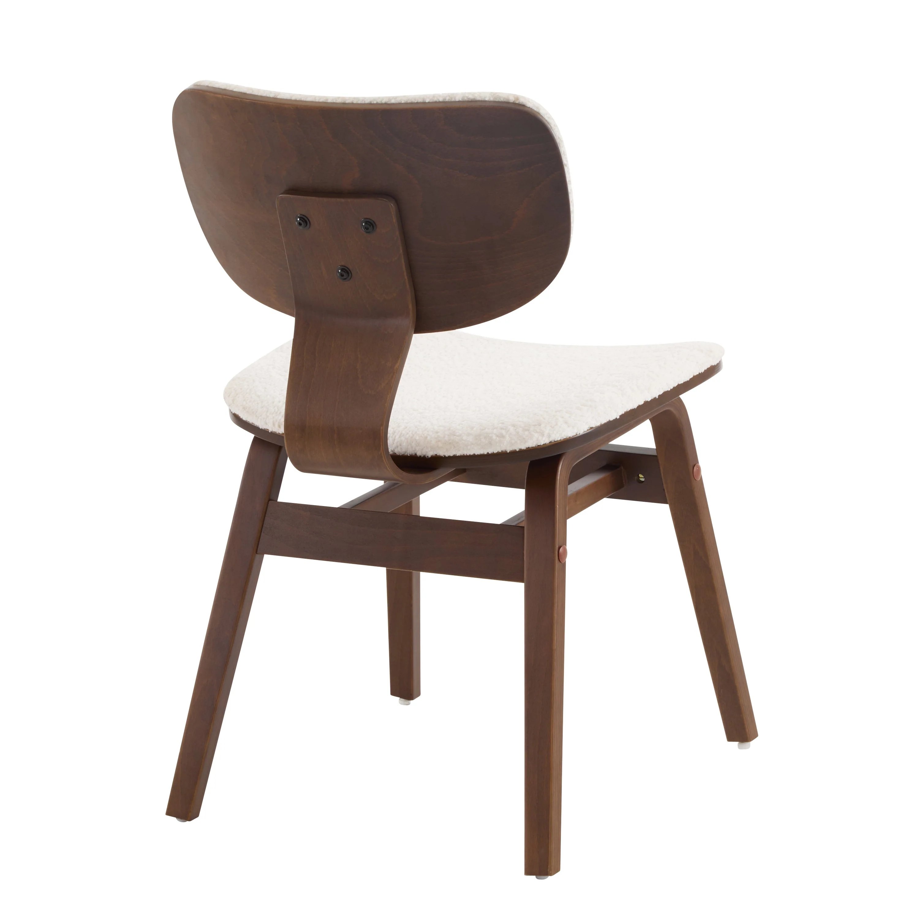 White Boucle & Walnut Bentwood Dining Chair, Set of 2