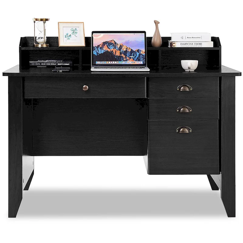 Wooden Computer Writing Desk Office Study Table with Drawers