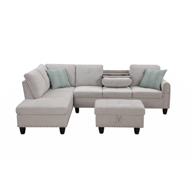 Alger 98  Wide Left Hand Facing Sofa & Chaise with Ottoman