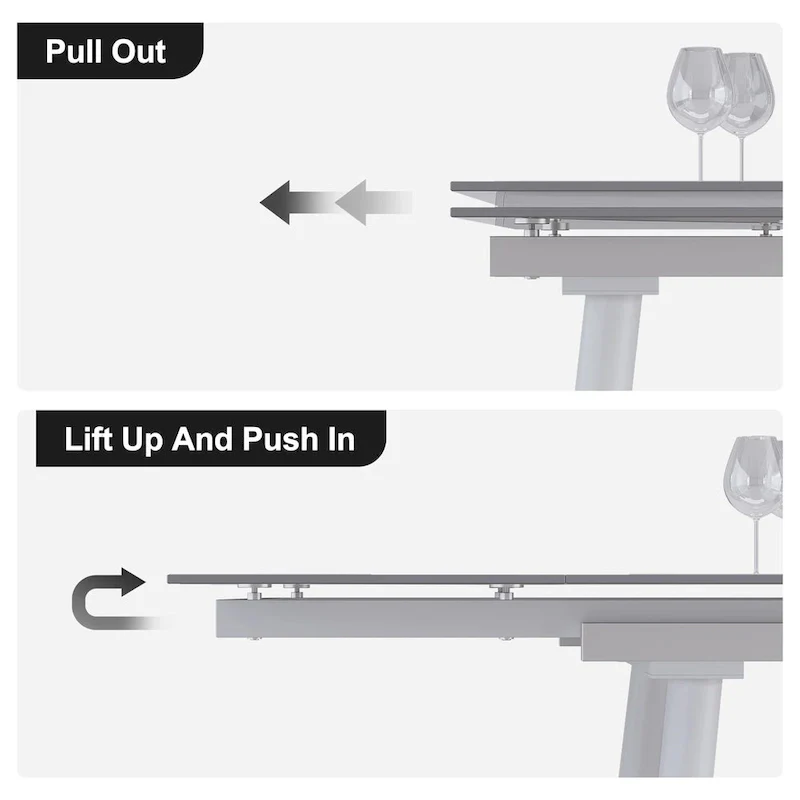 94.48 Rectangular Extendable Sintered Stone Dining Table