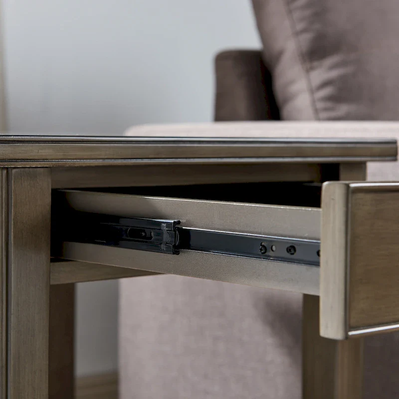 Laurent 20 in. Solid Wood End Table with Shelf and Drawer