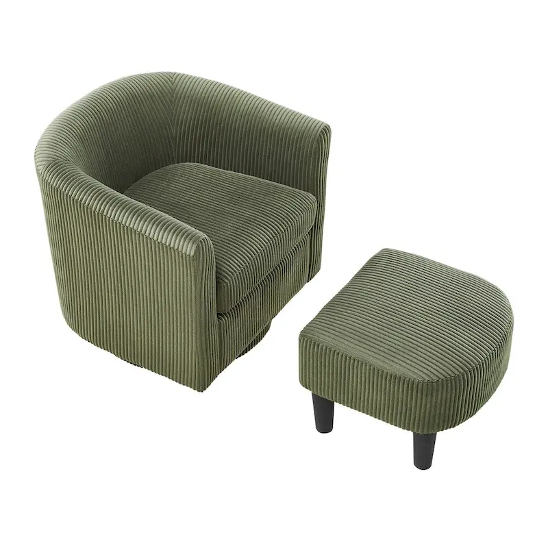 Swivel Accent Single Sofa Chair with Ottoman