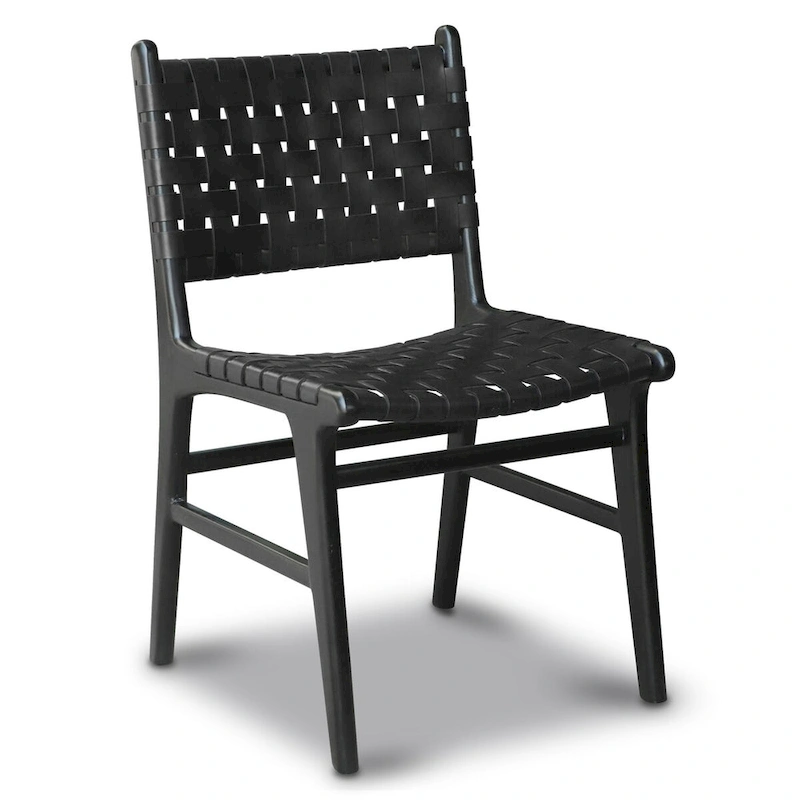 Poly and Bark Banda Teak & Leather Dining Chair - Solid Teak Wood Frame