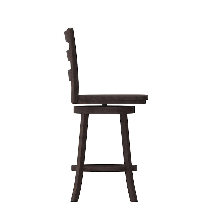 Ladderback Wooden Swivel Counter Stool with Footrest