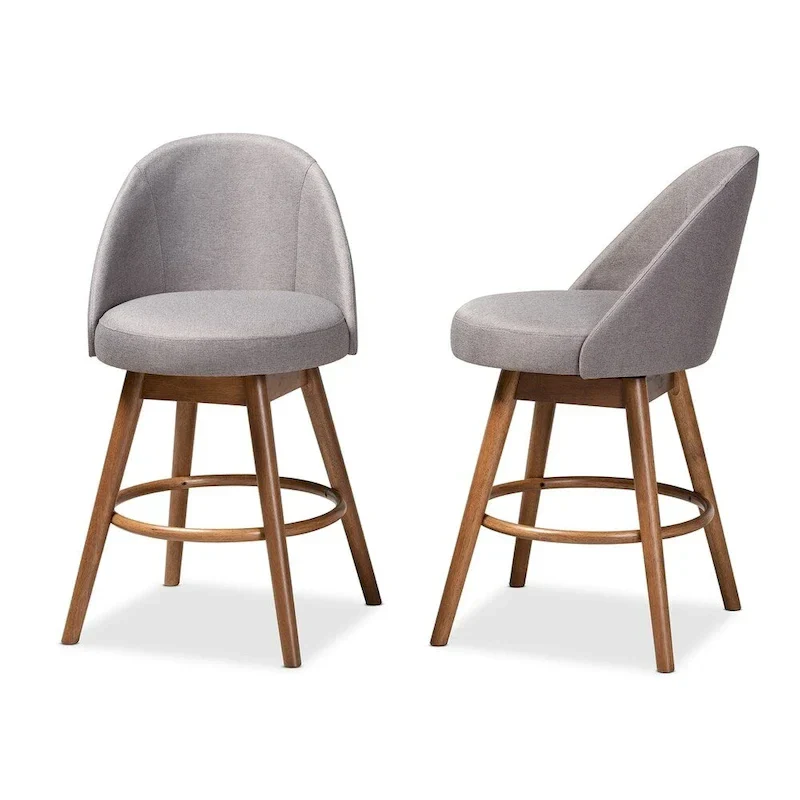 Mid-Century Modern Swivel 2-Piece Counter Stool Set