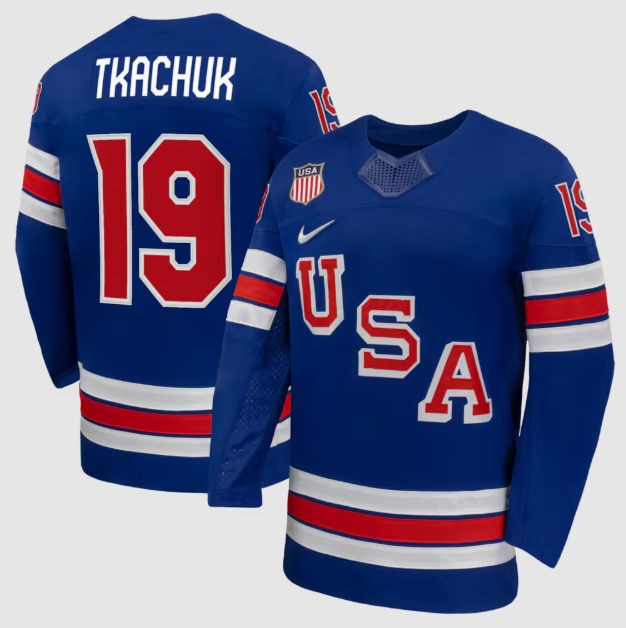 Matthew Tkachuk Royal US Hockey 2026 Home Jersey