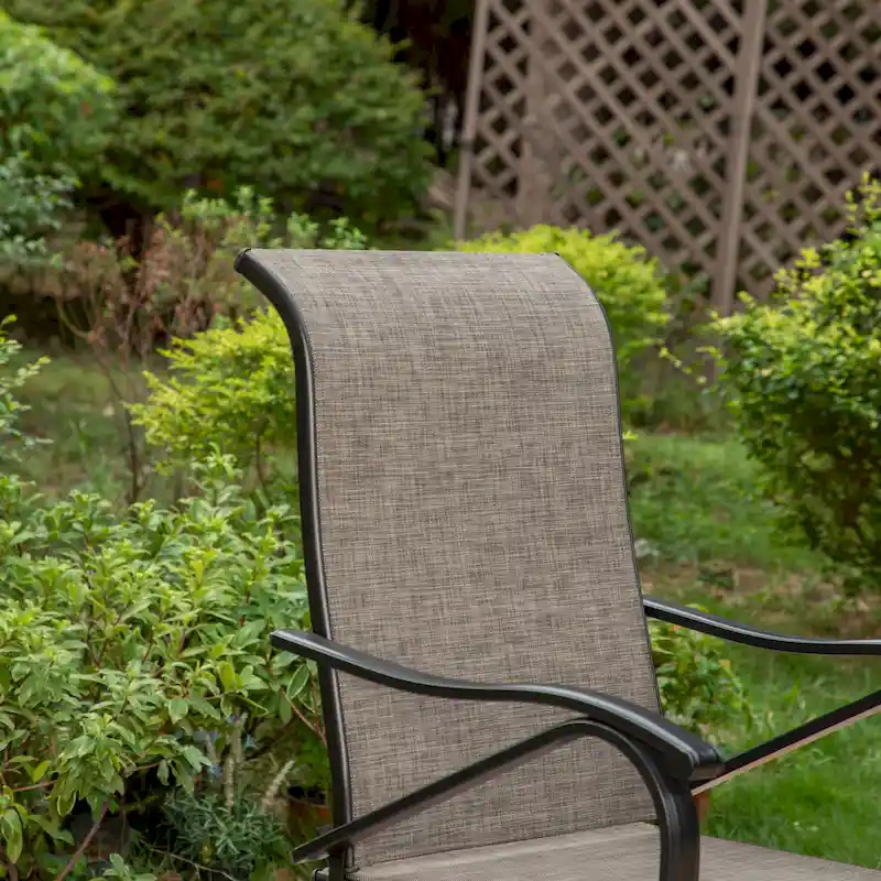 9-Piece Dining Set, 1 Extendable MetalTable and 8 Spring Motion Textilene Chairs