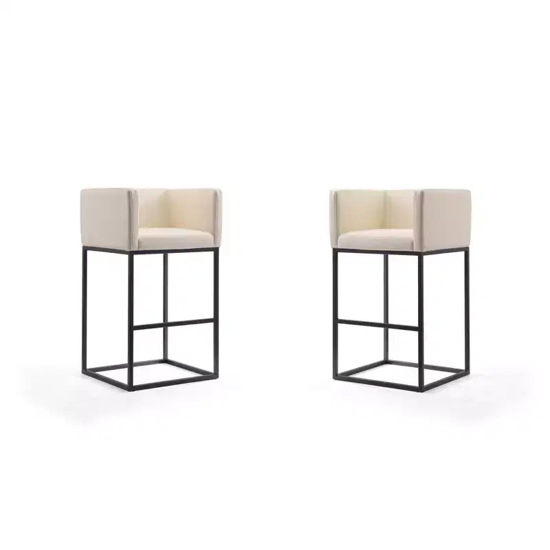 Set of 2 Embassy Upholstered Metal Barstools - Manhattan Comfort