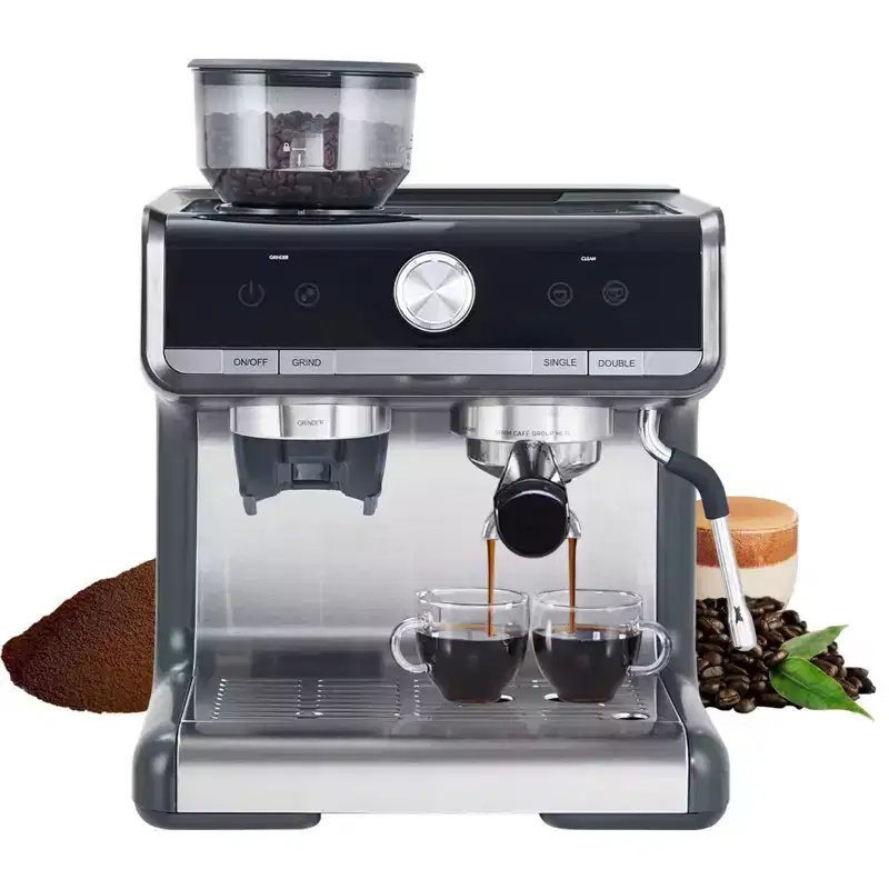 Espresso Machine with Grinder, 20 Bar Pump Semi-Automatic - 2.8L Tank, Milk Frother, 30 Grinder Settings (Home/Office, Dark)
