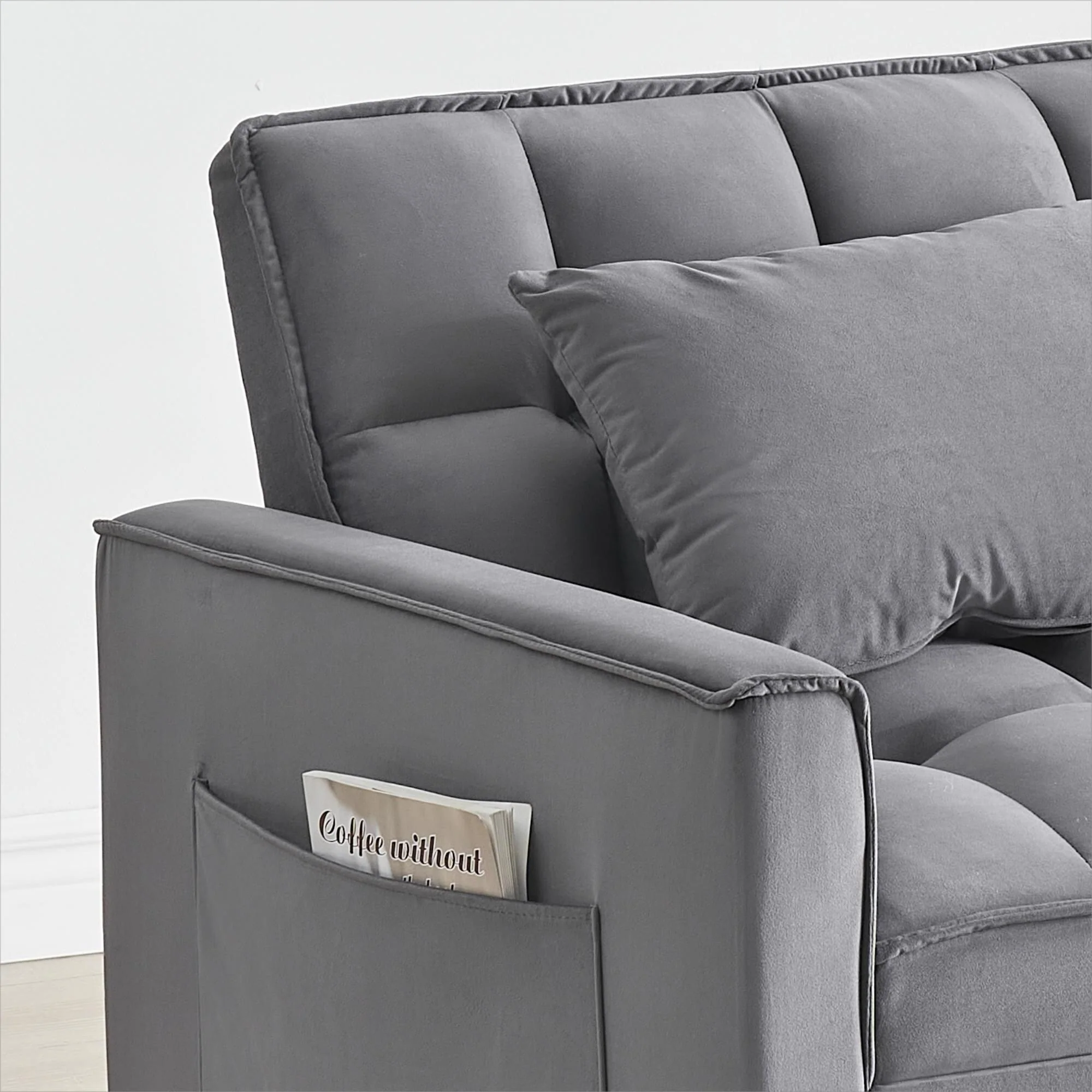 Convertible Sofa Bed with Adjustable Back and Wheel