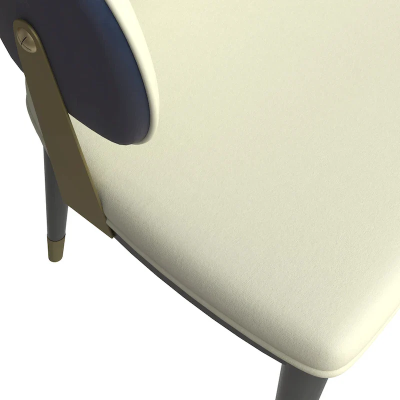 Leather Dining Chair in Iron with Gold Accents Design Modern Ergonomic Side Chair