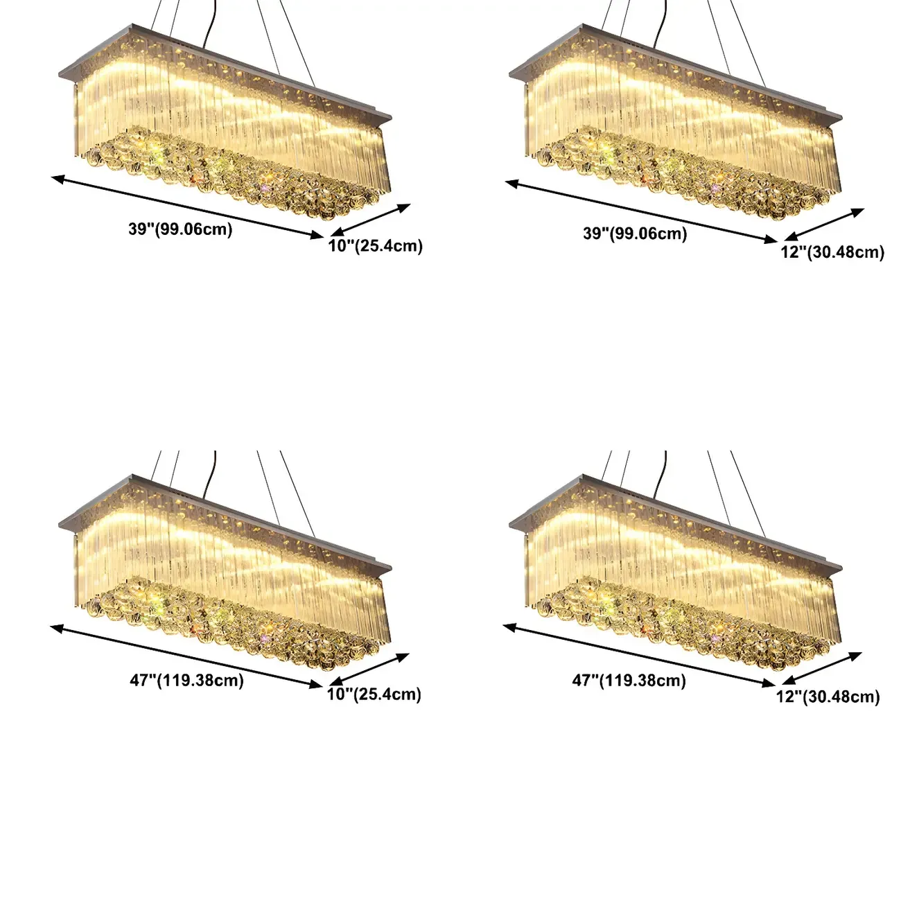 Luxurious Crystal LED Rectangular Pendant Light