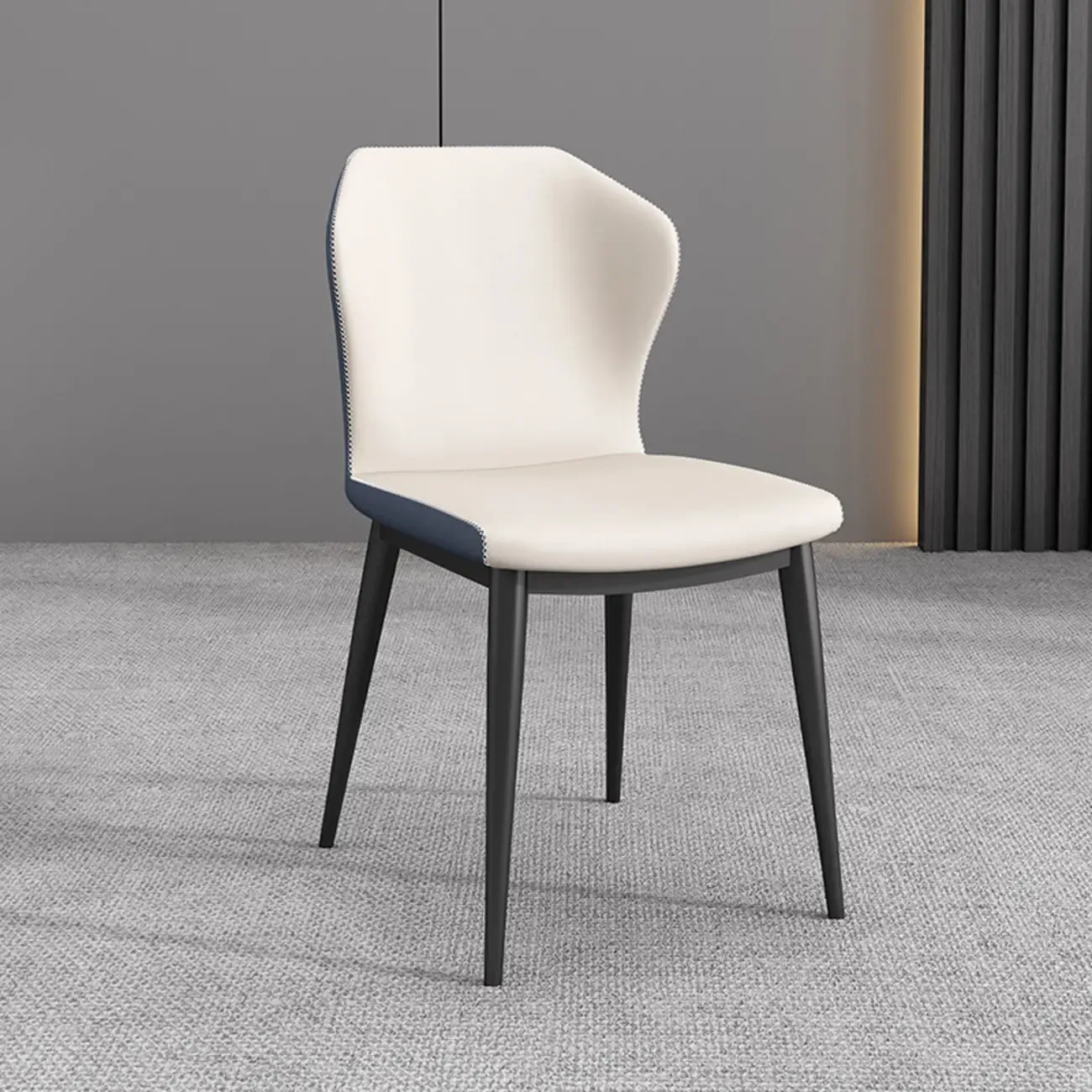 Modern Faux Leather Dining Chair with Wing Back Steel Legs
