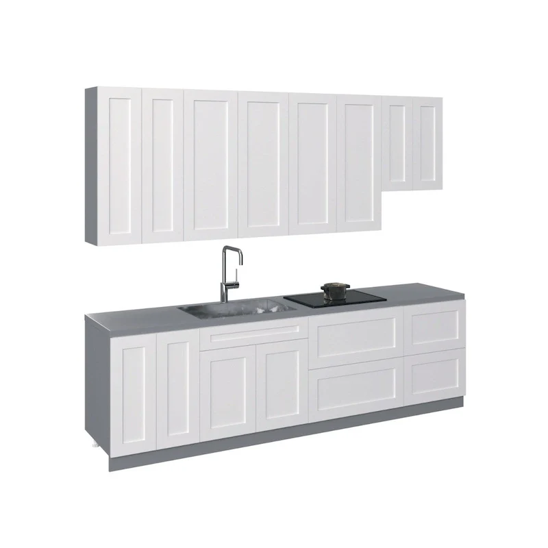White Matte Kitchen Cabinet Base Unit — 9.5 Ft Wide (114